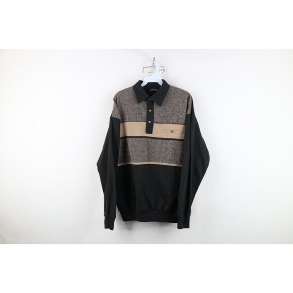 Vtg 90s Streetwear Mens Large Faded Color Block Pullover Long Sleeve Rugby Polo - Picture 1 of 11